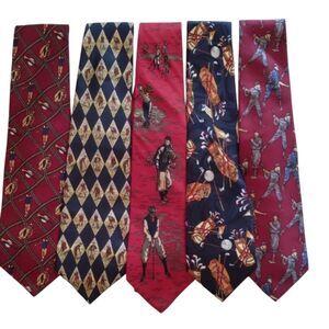 Neck Ties Bundle of 5 Sports Baseball Golf Theme Vintage Inspired Graphics